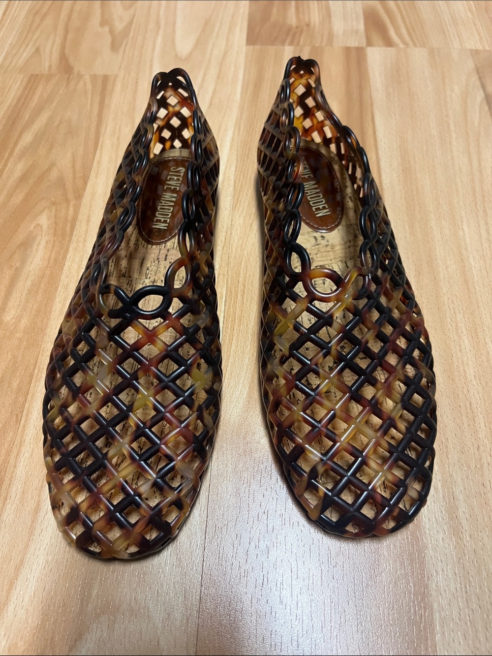 Steve Madden Grove Jelly Ballet Flats tortoise shell plastic cage design Sz 7M